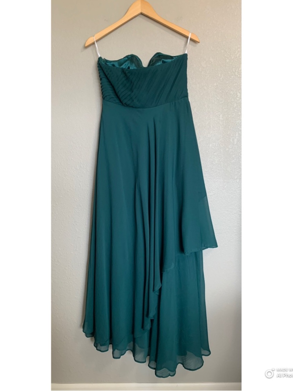 Lulus Medium Revered Elegance Emerald Green Pleated Strapless Maxi Dress NWT - Picture 8 of 17
